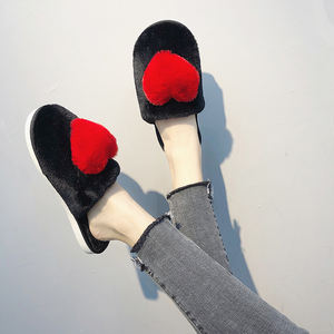 Pantoufles pour femmes avec logo personnalisé, antidérapantes, en forme de cœur, en fourrure, chaudes, pour la maison - Product Image 5