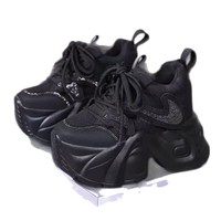 Chaussures de course à lacets rehaussantes tendance pour petites femmes, baskets décontractées en maille respirante, polyvalentes printemps-été