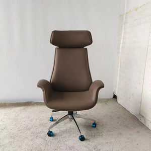 Salon bureau utilisation chaise longue pivotante Vintage en cuir véritable Aviation <span class=keywords><strong>oeuf</strong></span> chaise Style rétro <span class=keywords><strong>fauteuil</strong></span> pivotant inclinable - Product Image 1