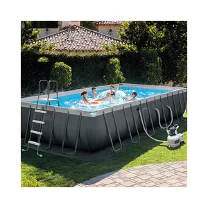 Wholesale Intex 26364 Family Rectangular Frame Above Ground Steel Frame PVC Swimming Pool