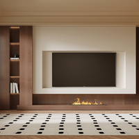 Lemari TV Custom Melamin Mewah Tanpa Cat dengan Penyimpanan untuk Desain Furnitur Ruang Tamu Apartemen Modern