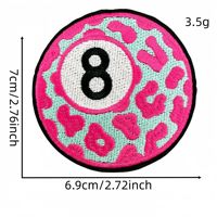 En gros, Patchs thermocollants brodés motif 8 Ball, Appliques motif léopard, billard et cœur cerise pour vêtements, sacs et décoration DIY