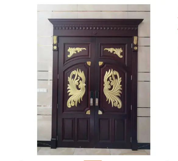 Doppia porta d'ingresso esterna in legno massello di vendita calda
