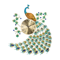Jam Dinding Besar Model Peacock Gaya Antik, Logam, Besi, Resin, MDF, Buatan Tangan, Quartz, Grosir, Laris Manis