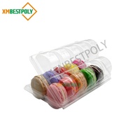 Emballage en blister pour macarons, style coquille à charnières, 10 compartiments, plastique transparent biodégradable, conteneur de présentation pour desserts et biscuits