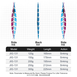 Esca giga in metallo a passo lento 120g 150g 200g 250g 300g di Jigging a terra per <span class=keywords><strong>pesca</strong></span> d'altura - Product Image 2