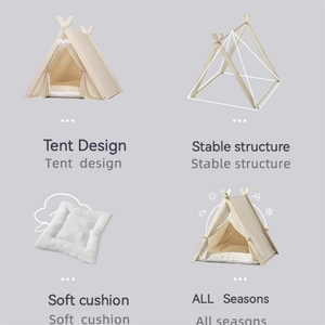 Lit-cave minimaliste en bois massif pour chat et petit <span class=keywords><strong>chien</strong></span>, tente <span class=keywords><strong>tipi</strong></span> pour animaux de compagnie, pour l'intérieur - Product Image 5