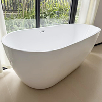 Baignoire ovale autoportante en acrylique de 1600 mm avec drain central, hauteur 22 pouces, écologique, garantie 1 an, pour immersion profonde, référence 9061