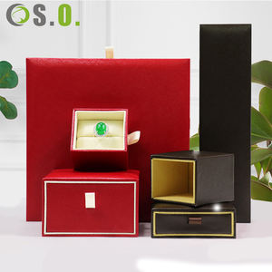 Red Custom Premium Imitation PU Leather <b>Cardboard</b> Jewelry Packaging <b>Boxes</b> for Necklace Bracelet Ring Earrings <b>Boxes</b> Jewelry Box - Product Image 3