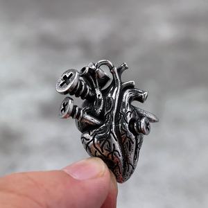 Custom Stainless Steel Viking Jewelry Pendant <b>Necklaces</b> Charms <b>Anatomical</b> Screw <b>Heart</b> Gothic Punk Industrial Vintage Men - Product Image 3