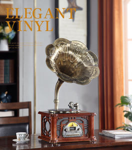 Gramophone vintage pour <span class=keywords><strong>platine</strong></span> <span class=keywords><strong>vinyle</strong></span> pour disques vinyles avec haut-parleurs <span class=keywords><strong>Platine</strong></span> à entraînement par courroie 3 vitesses <span class=keywords><strong>33</strong></span> 1/3 45 78 tr/min Sans fil - Product Image 3