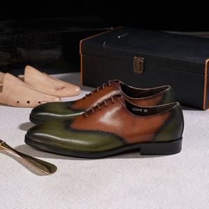 Zapatos de Hombre 2026 de Cuero Genuino con Punta Cerrada, Color Verde Marrón, Elegantes para Fiesta, Estilo Oxford, Sin Cordones, Ligeros para Otoño - Product Image 3