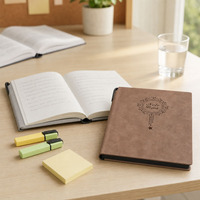 Carnet A5 multifonction personnalisé en tissu recyclé ligné, à pois, en lin et cuir PU, avec pochette – Ensemble de carnet de notes