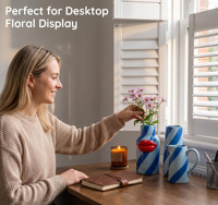 Set Vas Keramik 3D Lip Blue Light Blue Pop Art, 3 buah, Dekorasi Unik Bergaris untuk Rumah atau Kantor Modern, Hadiah Minimalis