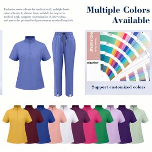 Uniformes Médicos de Lujo de Alta Calidad, Conjuntos de Ropa de Trabajo con Logotipo Personalizado, Uniformes de Enfermería de Tela Tejida para Doctores y Enfermeras - Product Image 4