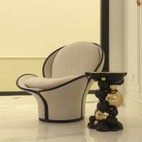 Chaise de loisirs moderne créative en tissu de cuir avec dossier haut en fibre de verre pour le salon et la chambre à coucher
