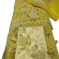 Nouvelle Robe en Tissu de Dentelle pour Femme, Broderie Perlée Lourde et Sexy, 3D Haut de Gamme, Écologique, Motif Floral Vintage, Paillettes Multicolores Exquises