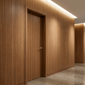 Porte intérieure pour projet hôtelier, film PVC stratifié, surface imperméable, remplissage acoustique en bois massif, porte <span class=keywords><strong>de</strong></span> chambre, salle <span class=keywords><strong>de</strong></span> bain, villa - Product Image 2