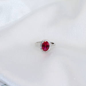 خاتم فضة استرليني S925 فاخر مع زركون أحمر 5A للنساء، خاتم خطوبة وزفاف مخصص، هدية خاتم وعد - Product Image 4