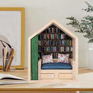 Éloigne l'anxiété, mini-ornement de bibliothèque avec mini-livres, jouets originaux pour étagère à livres, mini-corniche à livres artisanale en bois - Product Image 5