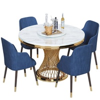 Luxus Marmor Runde Hochzeit Tisch Set Metall Bankett Tische Mit Plattenspieler Rock Slate Modern Esstisch Set