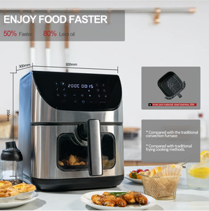 Thời Trang Mới Thông Minh Nồi Chiên Không Khí Dầu Miễn Phí Lò Nướng Điện Với Kính Xem Thép Không Gỉ Hình Vuông Mua lại Thiết Bị Nấu Ăn - Product Image 2