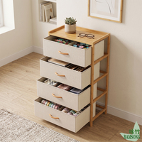 Commode de rangement avec 4 tiroirs en tissu, écologique, durable, pour chambre à coucher, salon, petit appartement, gain de place