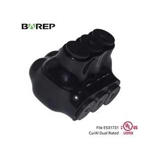 Connecteur multi-tirs isolé Barep homologué CULus 4-14 AWG à 3 ports, entrée simple face, double classification CU9AL, raccord mécanique - Product Image 1
