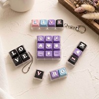 Porte-clés jouet anti-stress mécanique en forme de capuchon de clavier, mini bouton à presser sensoriel, jouet anti-stress avec base LED en plastique PLA pour pendentif de sac