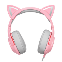 Casque de jeu Onikuma K9 avec oreilles de chat, stéréo, couleur unie, avec suppression du bruit pour PS4/Xbox/PC/Switch