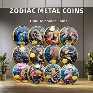 Personalizado doce signos del zodiaco constelación Metal relieve monedas conmemorativas Floral pirámide Ángel fruta música Hada personalizado - Product Image 2