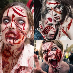 Kit de <span class=keywords><strong>Maquillage</strong></span> pour <span class=keywords><strong>Halloween</strong></span> <span class=keywords><strong>Sorcière</strong></span> Zombie Visage de Chauve-Souris Réaliste Tatouages Autocollants pour Femmes Adultes Enfants Hommes <span class=keywords><strong>Halloween</strong></span> - Product Image 3