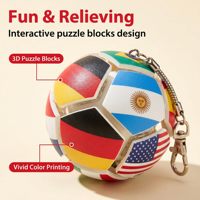 Porte-clés personnalisé en forme de drapeau de football imprimé en 3D, jouet anti-stress pour hommes et adolescents, vente en gros