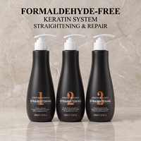 Kit de Traitement à la Kératine Brésilienne Sans Formaldéhyde 500ml*3 Système de Lissage 3 Étapes Répare les Cheveux Frisés et Abîmés Qualité Salon