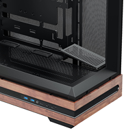 Casing komputer ATX Mid Tower dengan kaca Tempered HD USB3.0 desain Gaming untuk Desktop gaya biji-bijian kayu