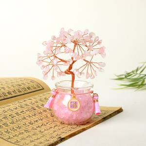 Hot Sale Natural Crystal Energy Money <b>Tree</b> Handmade Gemstone Chips Fengshui <b>Tree</b> with Glass Base Home Decoration - Product Image 3