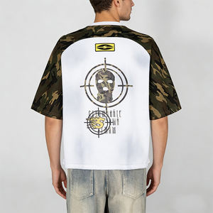 T-shirt mimetica da uomo in cotone pesante con stampa grafica mimetica, prodotta da OEM. - Product Image 2