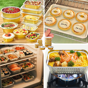 Khay đựng thức ăn bằng giấy bạc nhôm hình chữ nhật lớn, dùng một lần, kích thước tùy chỉnh 3000ml, có nắp đậy - Product Image 5