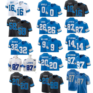 Chemises cousues respirantes et anti-humidité pour hommes avec logo personnalisé USA pour maillot de sport # 0 Gibbs # 97 Hutchinson # 16 <span class=keywords><strong>Goff</strong></span> # 14 St Brown - Product Image 1