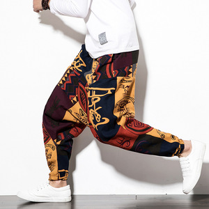 Vente en gros printemps/été 2025 nouvelle mode pantalons décontractés en coton et lin imprimés pour hommes pantalons <span class=keywords><strong>Harun</strong></span> multicolores - Product Image 2