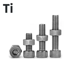 Hexagonal Tornillos de titanio y nueces fabricante de TA2 M3-M16 tornillo ti de aleación de hexágono perno de cabeza Tornillos Tuercas
