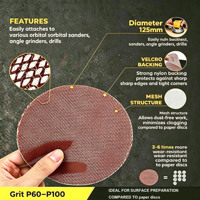 Disque abrasif en oxyde d'aluminium pour la rénovation des murs en bois, 225 mm (9 pouces), P240, dureté moyenne, pour le ponçage, l'élimination des marques et la préparation à la polissage (OEM)