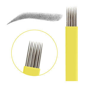 Aiguille de tatouage des sourcils jetable jaune à double rangée 0,35 mm, aiguille de stylo manuel de maquillage permanent PMU de qualité supérieure pour microblading - Product Image 1