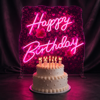Magnifique enseigne néon personnalisée Joyeux Anniversaire pour table de banquet, centre de table lumineux exquis pour événements et soirées, souvenir de réception