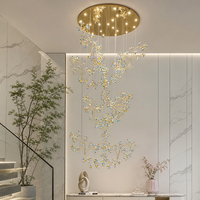 Lustre en cristal de luxe pour maison moderne, villa, salon, salle à manger et projet d'éclairage d'escalier