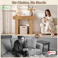 Mesa Consola de Madera de 39 Pulgadas con Tomas USB-C, Diseño Moderno Acanalado para Sala de Estar, Entrada, Almacenamiento y Fácil Montaje