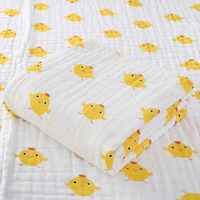 Serviette de bain en gaze de coton haute densité avec motif de dessin animé Couette à six couches pour les soins du visage du nouveau-né pendant le bain