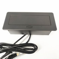 Prise de courant américaine encastrée dans la table, avec prise USB escamotable amortie, boîte de connexion multimédia avec port RJ45cat6 USB-C