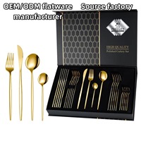Ensemble de couteaux, fourchettes et cuillères Dinyong OEM/ODM pour hôtel, restaurant occidental, Portugal, acier inoxydable, 24 pièces, polissage miroir, couverts portables, cadeau