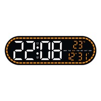 Huayang GH9009 Temperatur- und Feuchtigkeitsmonitor LED-Uhr Geometrisches Design Doppelalarm mit Einstellbarer Helligkeit für Wand- und Schreibtischnutzung